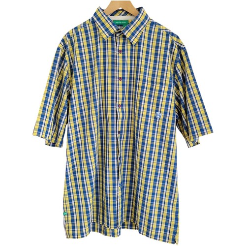 Rocawear Button-Up Shirt Mens XL Blue Yellow Plaid Short Sl  🏈