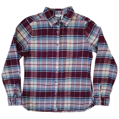 WOOLRICH Classic Maroon Plaid Brushed Flannel Shirt Womens M 🏈