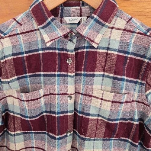 WOOLRICH Classic Maroon Plaid Brushed Flannel Shirt Womens M 🏈 - photo 4