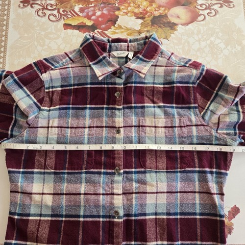 WOOLRICH Classic Maroon Plaid Brushed Flannel Shirt Womens M 🏈 - photo 5
