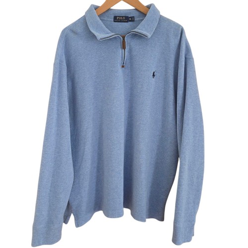 Polo Ralph Lauren Men's XL Blue 1/4 Zip Cotton Sweater 🏈