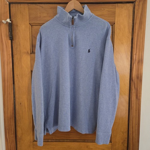 Polo Ralph Lauren Men's XL Blue 1/4 Zip Cotton Sweater 🏈 - photo 3