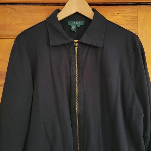 Lauren Ralph Track Jacket Womens Size 2X Black Zip Front 🏈 - photo 3