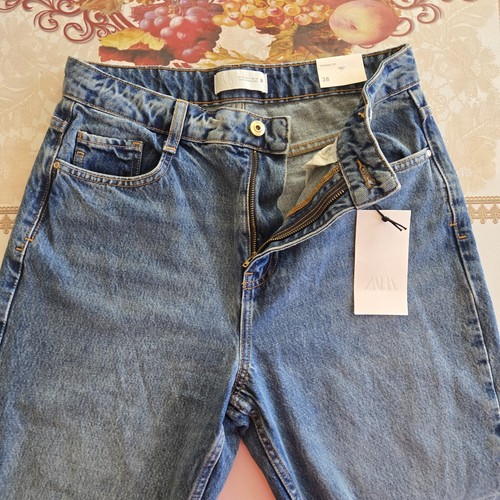 Zara High-Waisted Ankle Jeans Womens Size 6 Blue 🏈 - photo 4
