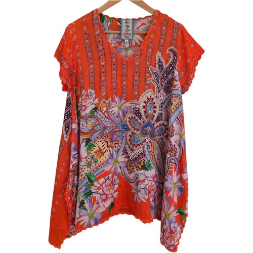 Johnny Was Silk Floral Printed Tunic Top Womens Size M 🏈