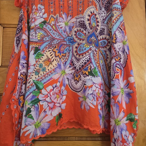 Johnny Was Silk Floral Printed Tunic Top Womens Size M 🏈 - photo 4