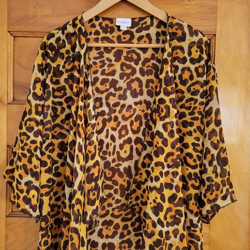 Lularoe Chiffon Kimono Womens M Leopard Print Open Front 🏈 - photo 3
