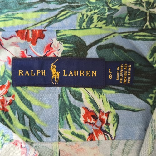 Ralph Lauren Hawaiian Shirt Mens Large Blue Green Tropical 🏈 - photo 2