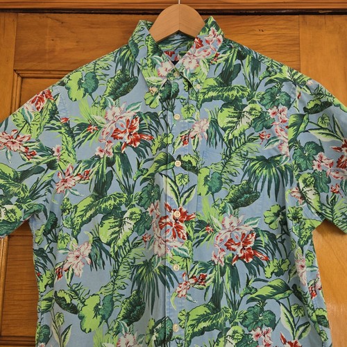 Ralph Lauren Hawaiian Shirt Mens Large Blue Green Tropical 🏈 - photo 3