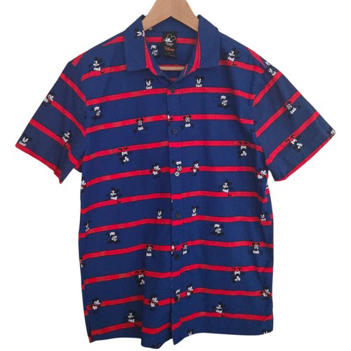 Disney x Forever 21 Button Shirt Mens Size M Blue Red Striped 🏈
