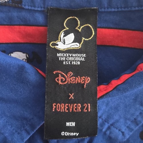 Disney x Forever 21 Button Shirt Mens Size M Blue Red Striped 🏈 - photo 2