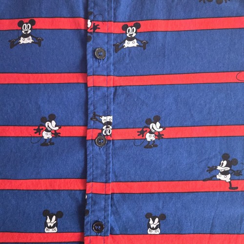 Disney x Forever 21 Button Shirt Mens Size M Blue Red Striped 🏈 - photo 4