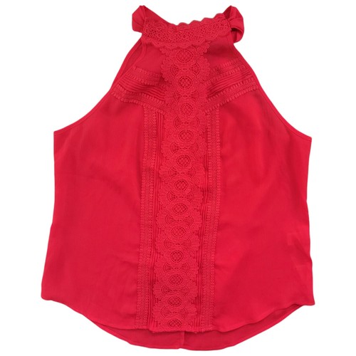 New York & Co 7th Avenue Lace Halter Top Womens Size L Pink 🏈