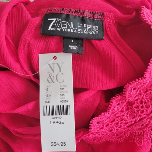 New York & Co 7th Avenue Lace Halter Top Womens Size L Pink 🏈 - photo 3