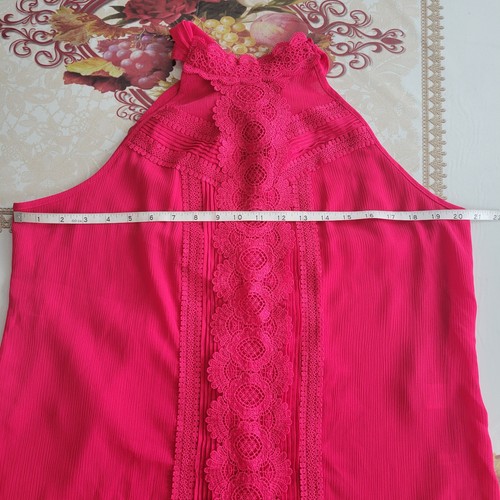 New York & Co 7th Avenue Lace Halter Top Womens Size L Pink 🏈 - photo 4