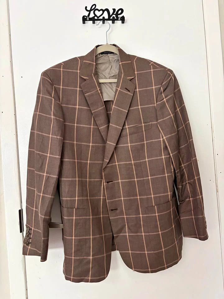 Made in Italy Brown Windowpane Blazer