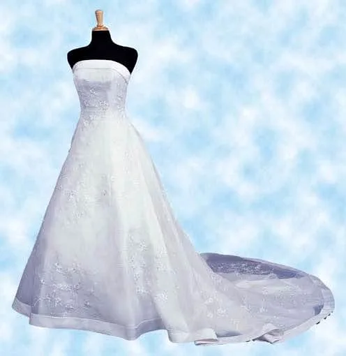 Strapless Wedding Dress Medium with Convertible Train thumbnail