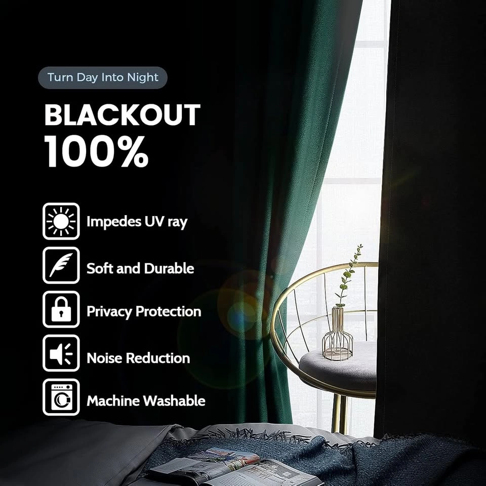 A Pair of Blackout Curtains, Emerald Green, 62 x 84 - photo 4
