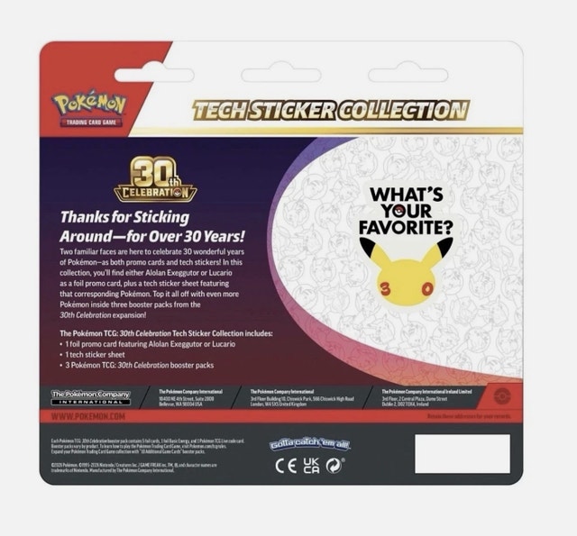 NEW 30th Celebration Tech Sticker Collection (3 Packs) Pokemon - photo 3