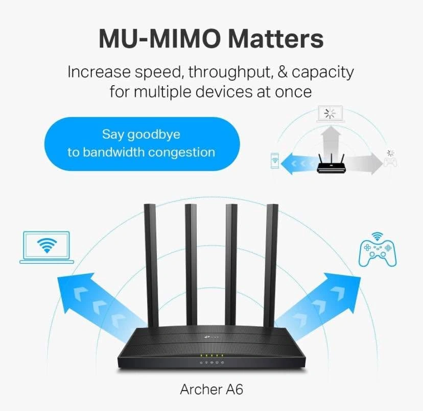 TP-Link AC1200 Gigabit Dual-Band WiFi Router (Archer A6) - photo 3