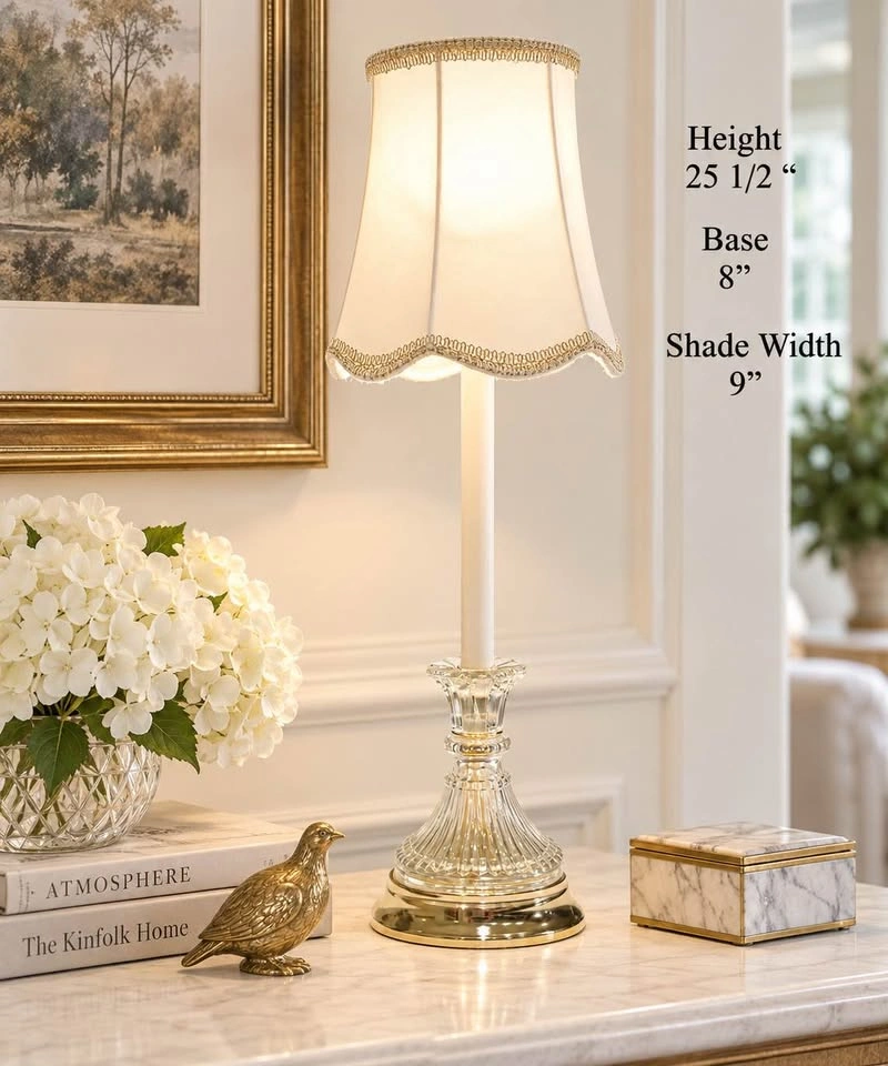 Table Lamp VTG Glass Candlestick - photo 2