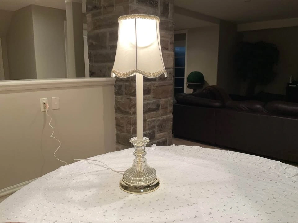 Table Lamp VTG Glass Candlestick - photo 3