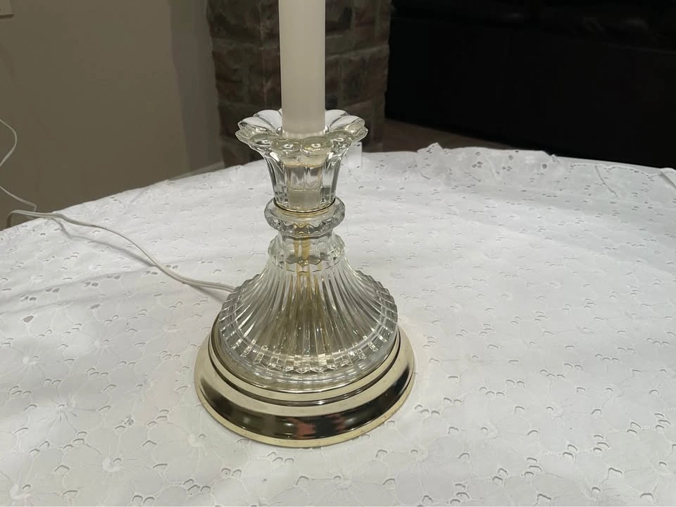 Table Lamp VTG Glass Candlestick - photo 4