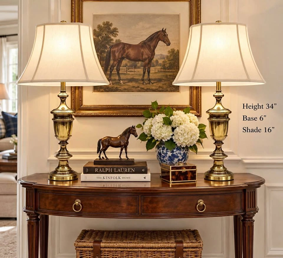 Table Lamps PAIR Brass Urn Style