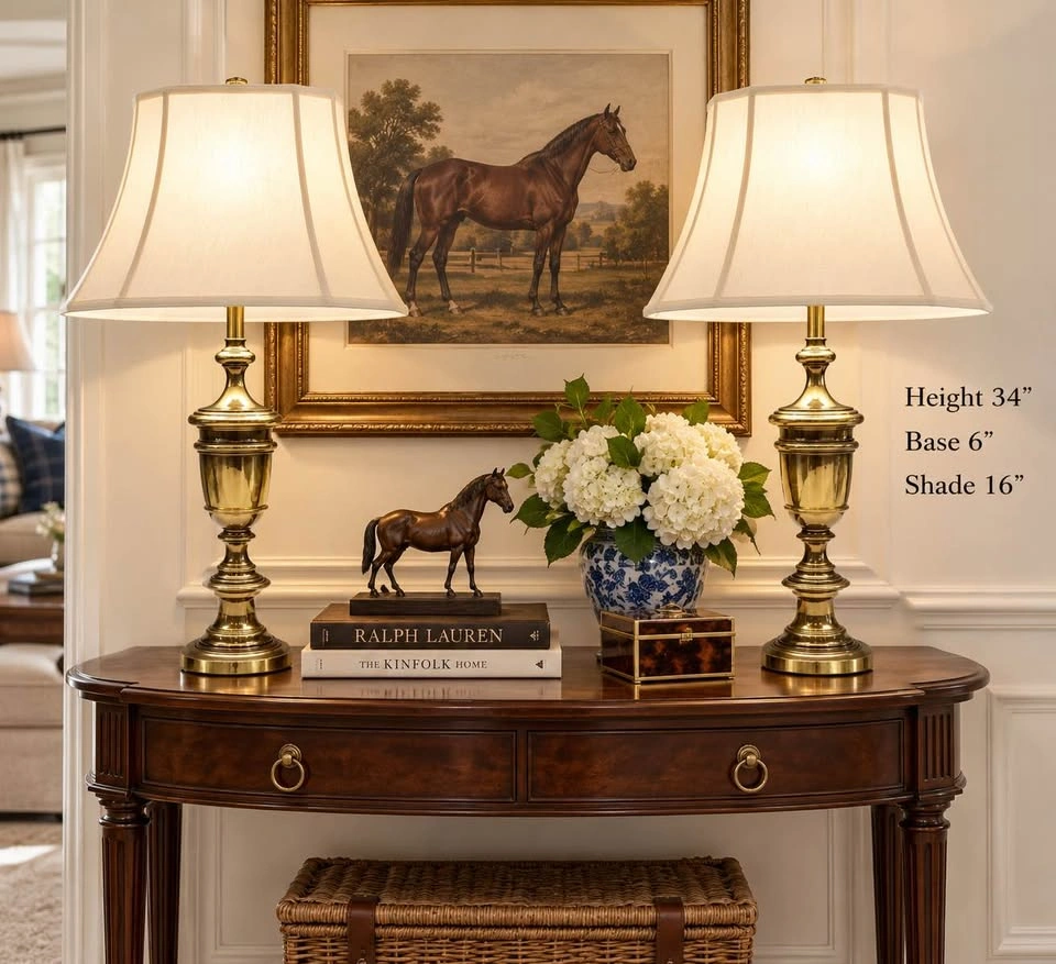 Table Lamps PAIR Brass Urn Style - photo 2