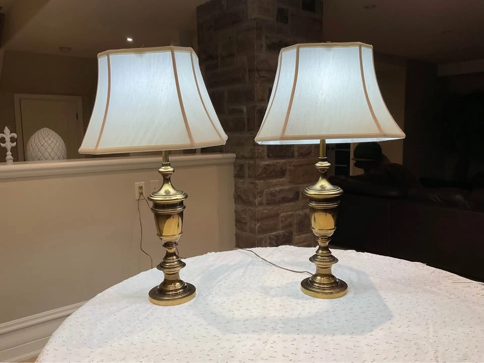 Table Lamps PAIR Brass Urn Style - photo 3
