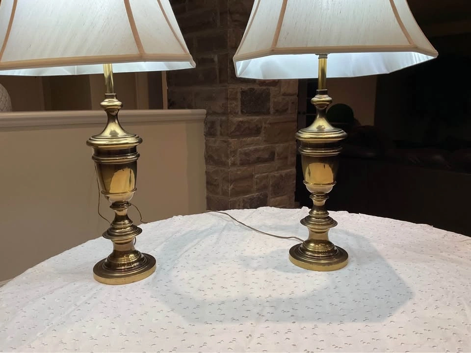Table Lamps PAIR Brass Urn Style - photo 4
