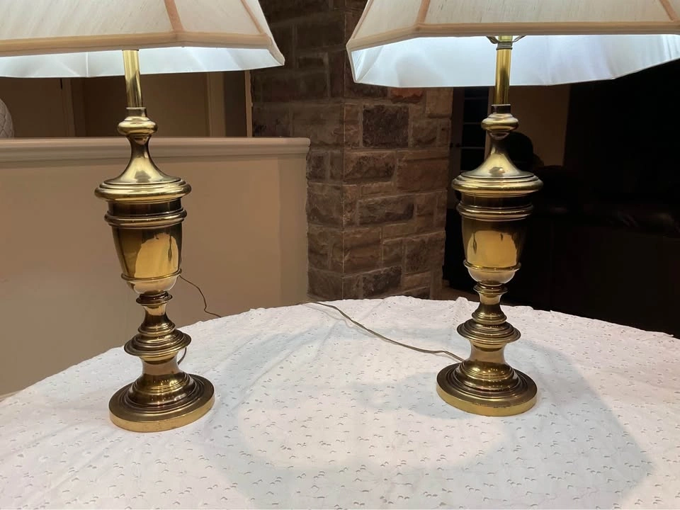 Table Lamps PAIR Brass Urn Style - photo 5