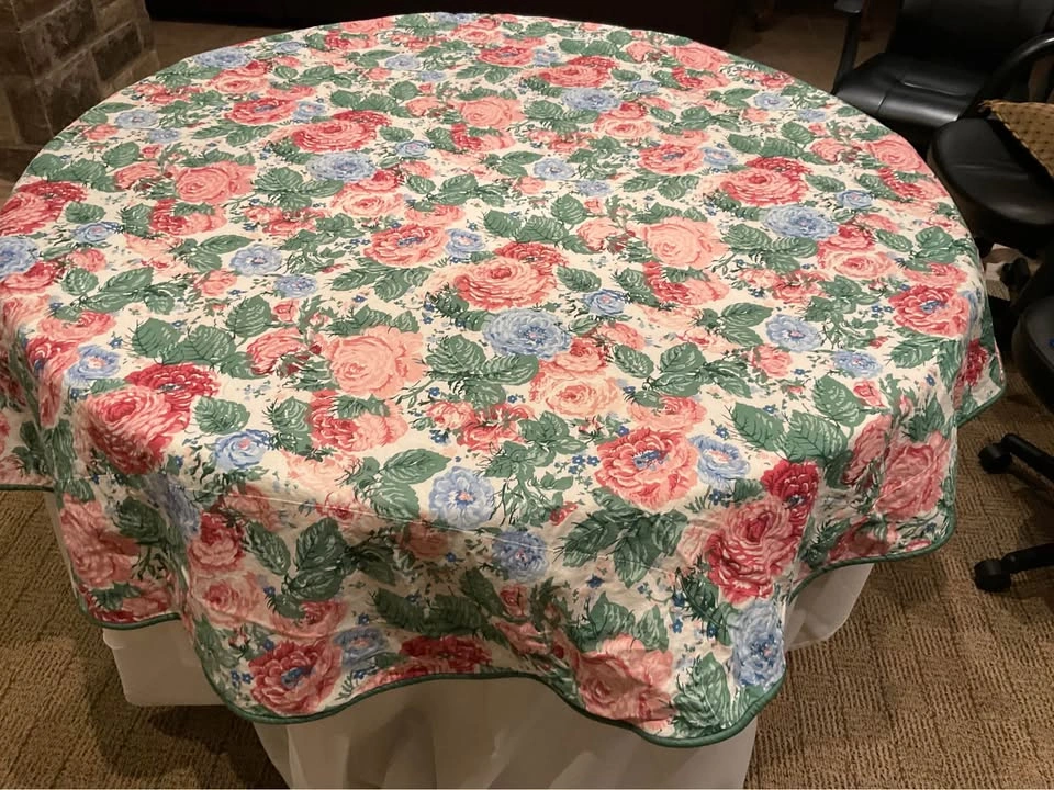 Tablecloth VTG Cabbage Roses Vintage Chintz - photo 5