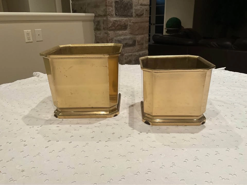 SOLID BRASS Planters VTG Made In Italy - photo 3