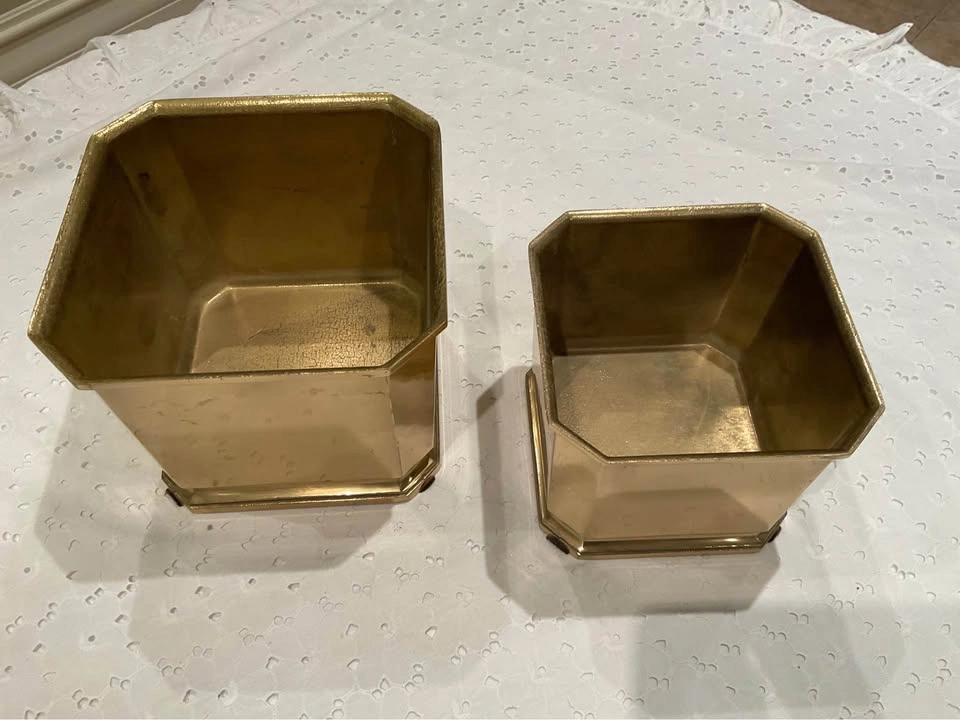 SOLID BRASS Planters VTG Made In Italy - photo 5