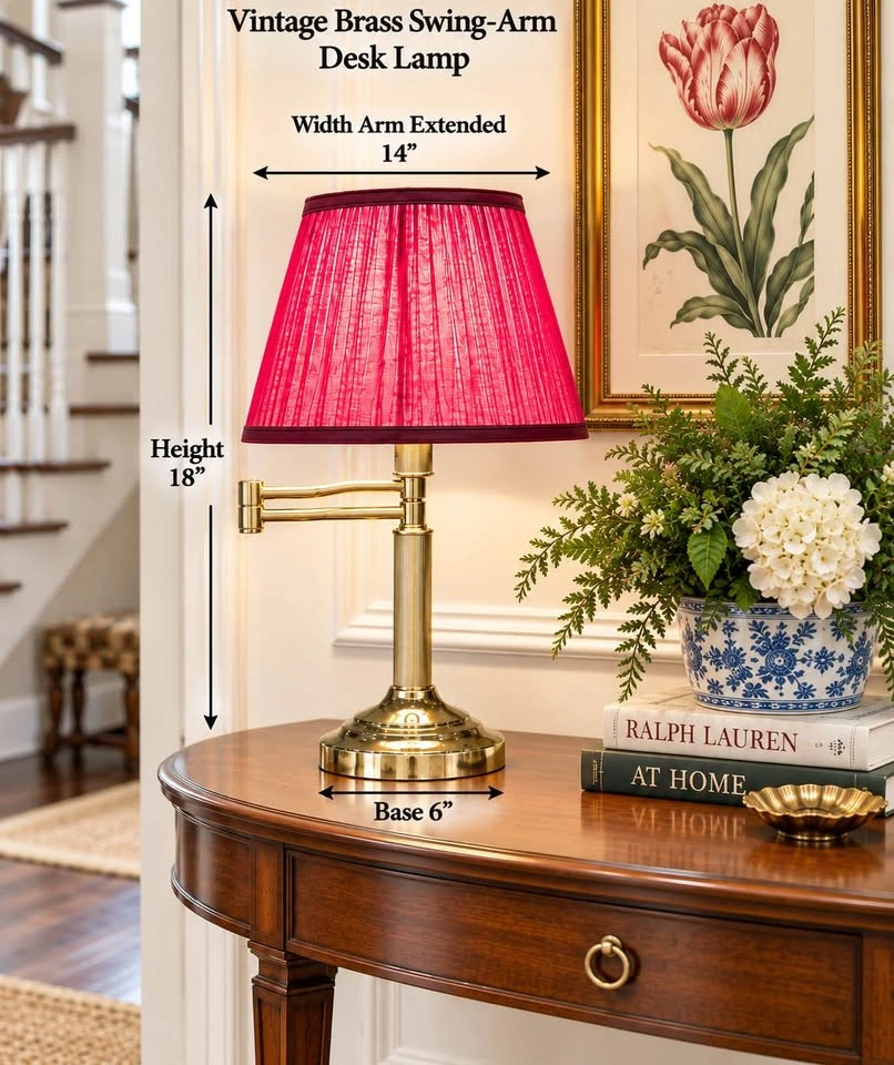 Vintage Brass Swing Arm Desk Lamp