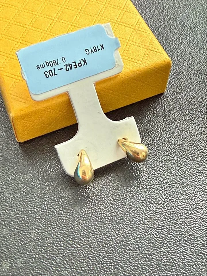 K18 YG Teardrop Earring, 7mm - Real Gold thumbnail