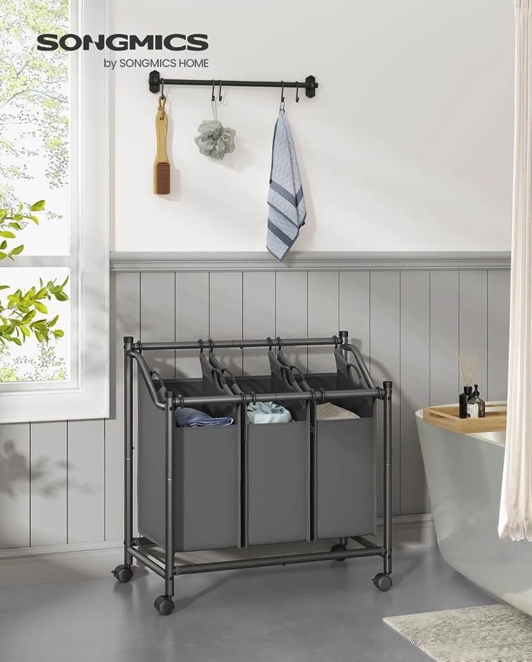 3-Bag Laundry Sorter | Laundry Hamper with Wheels - photo 4