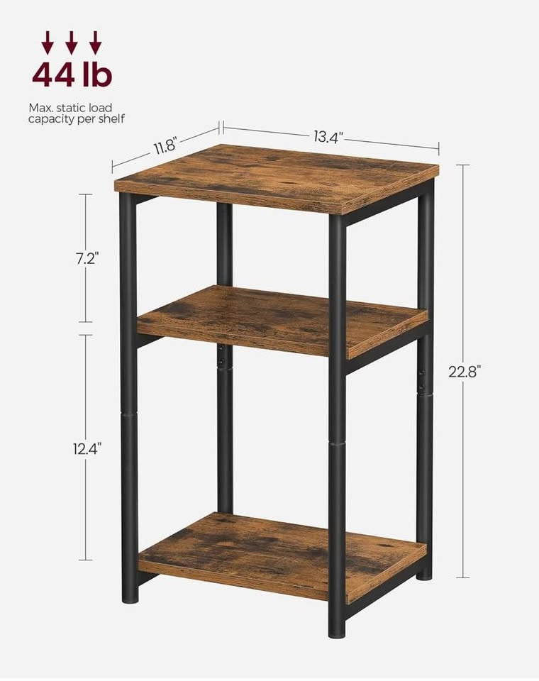 3-Tier Side Table | UNASSEMBLED | End Table | Bedside Table - photo 3