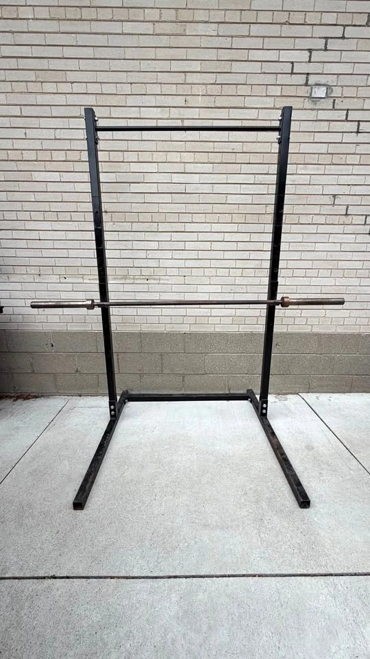 Squat Rack + 45 lb Barbell – Home Gym Setup