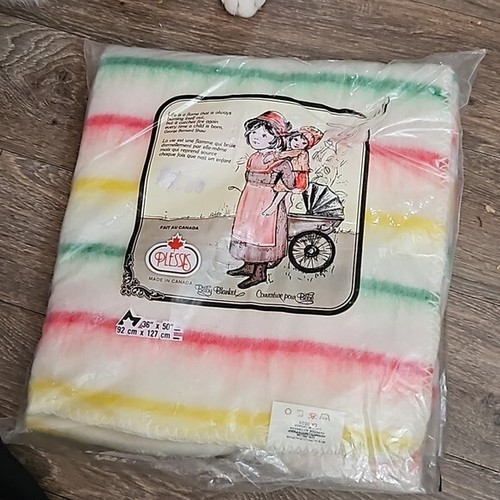 Vintage baby blanket gender neutral made by Plessis