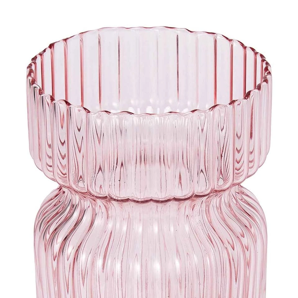 Anko Pink Ribbed Glass Vase - photo 3