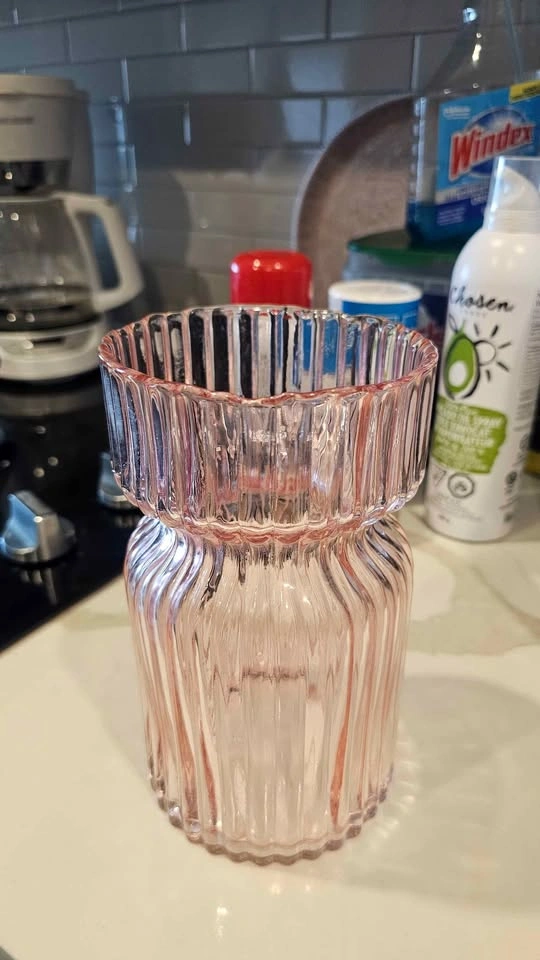 Anko Pink Ribbed Glass Vase - photo 5