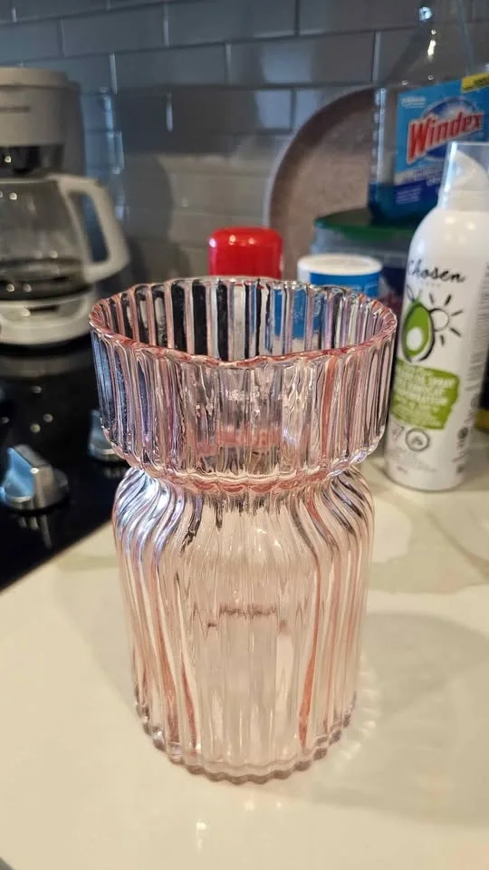 Anko Pink Ribbed Glass Vase - photo 5