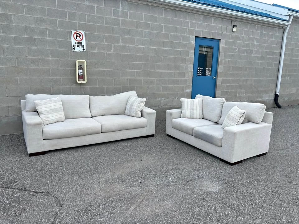 Ashley 2 Piece Cream Sofa Set - Delivery Available
