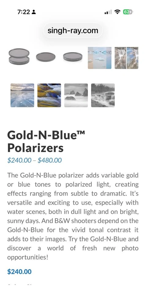 Singh-Ray 77mm Gold-N-Blue Polarizer Filter - photo 3