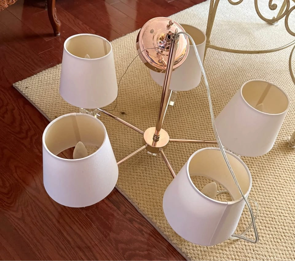 Brass Chandelier with White Shades - photo 2