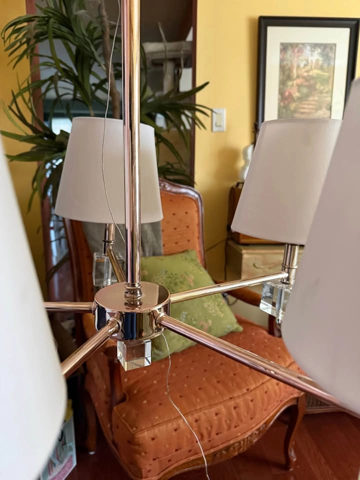 Brass Chandelier with White Shades - photo 3