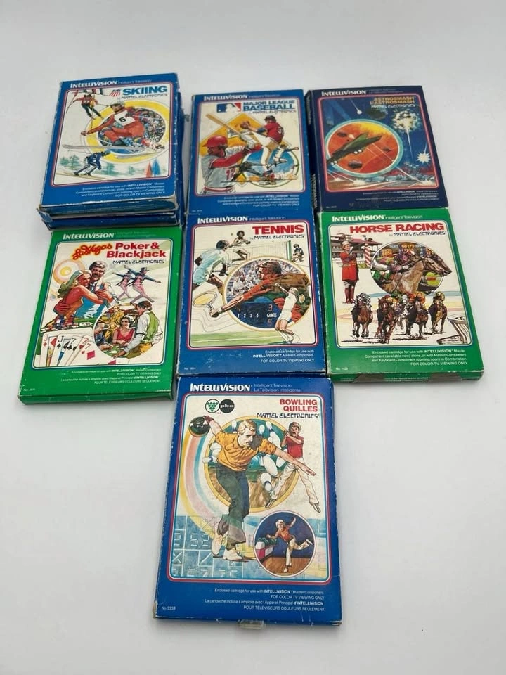 Vintage Intellivision 9 Game Collection + Boxes Manuals Overlays