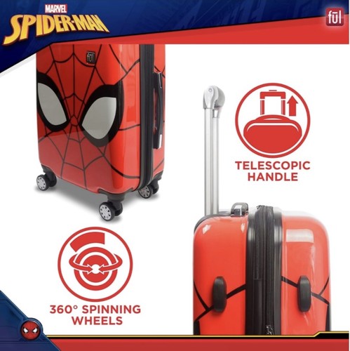 Marvel Spiderman Mask FŪL 22" Hard Rolling Luggage